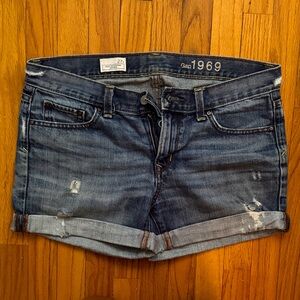 GAP Women's Dark Blue Rolled Cuff Jean Shorts